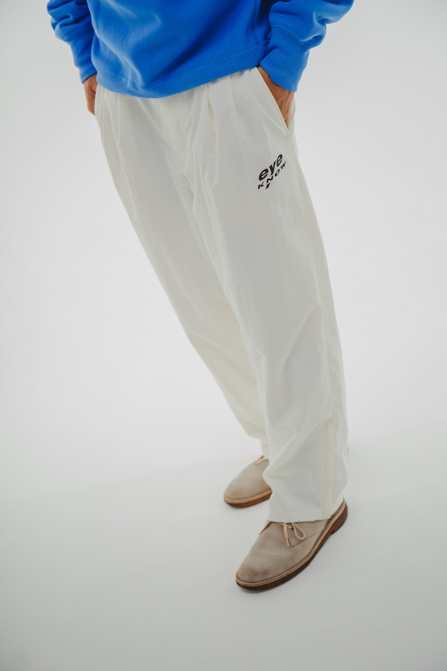 Wide nylon track pants