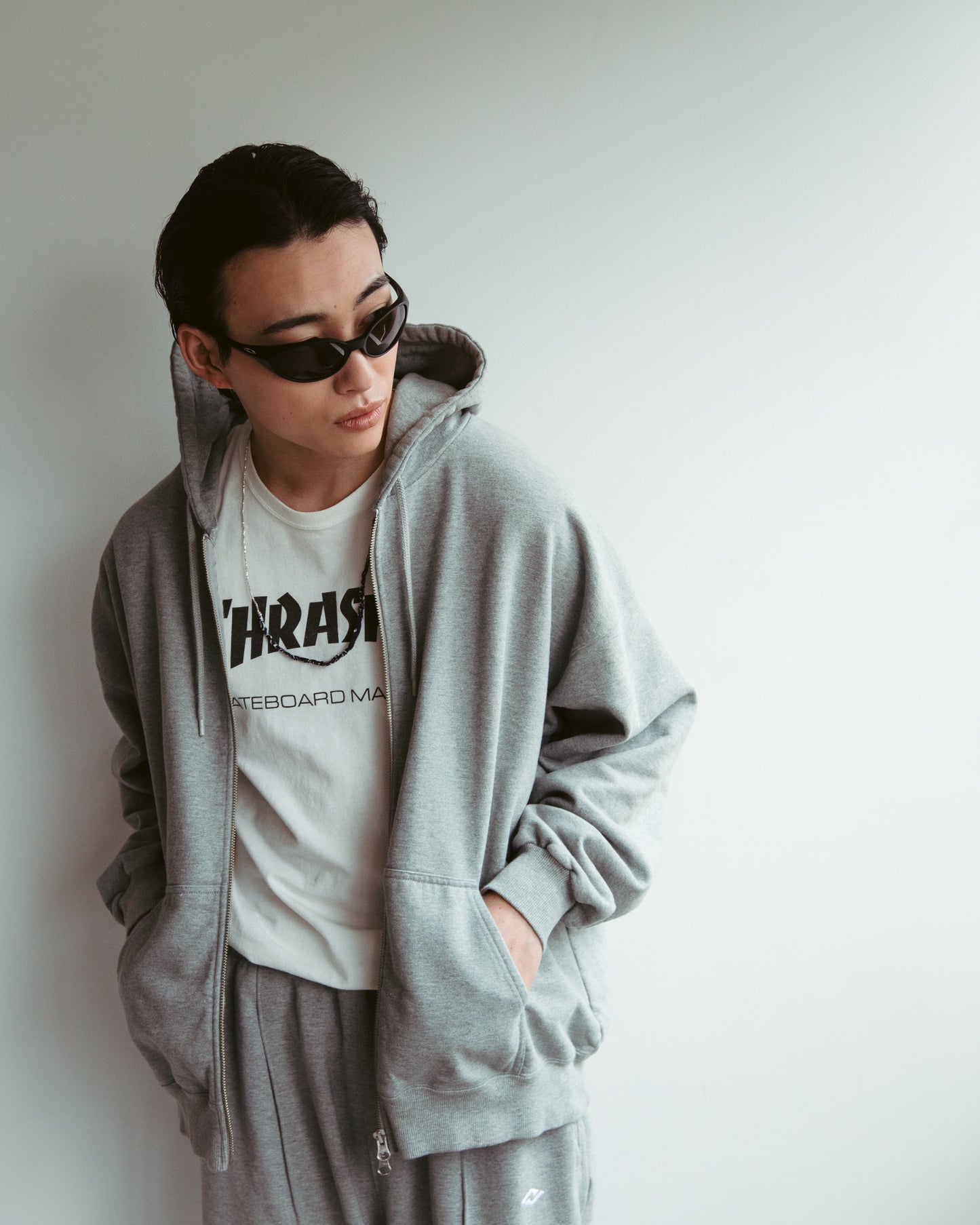 24/7 washed zip up hoodie