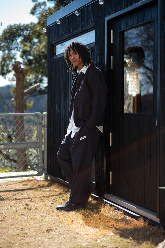 Wide nylon track pants