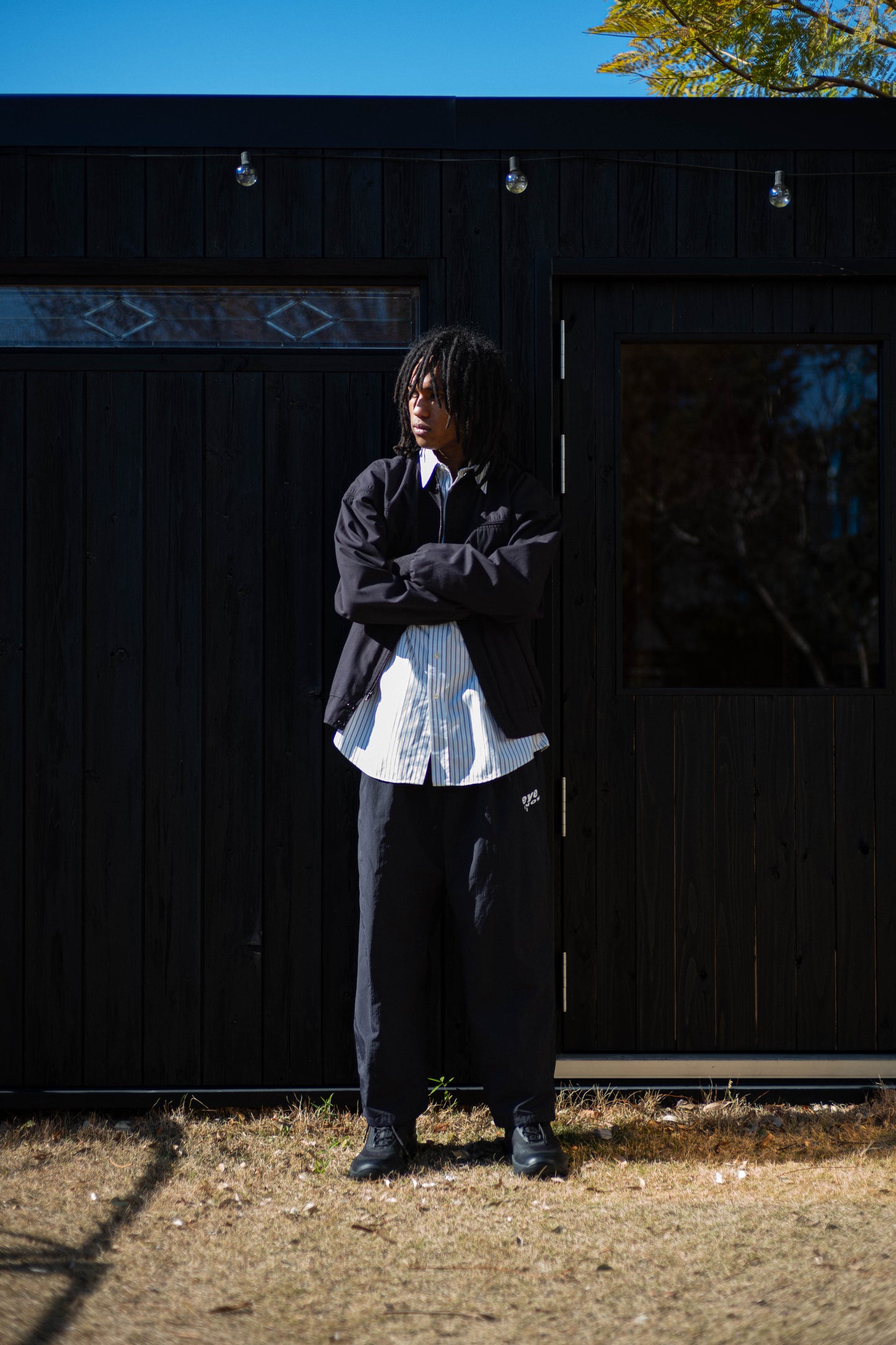 Wide nylon track pants