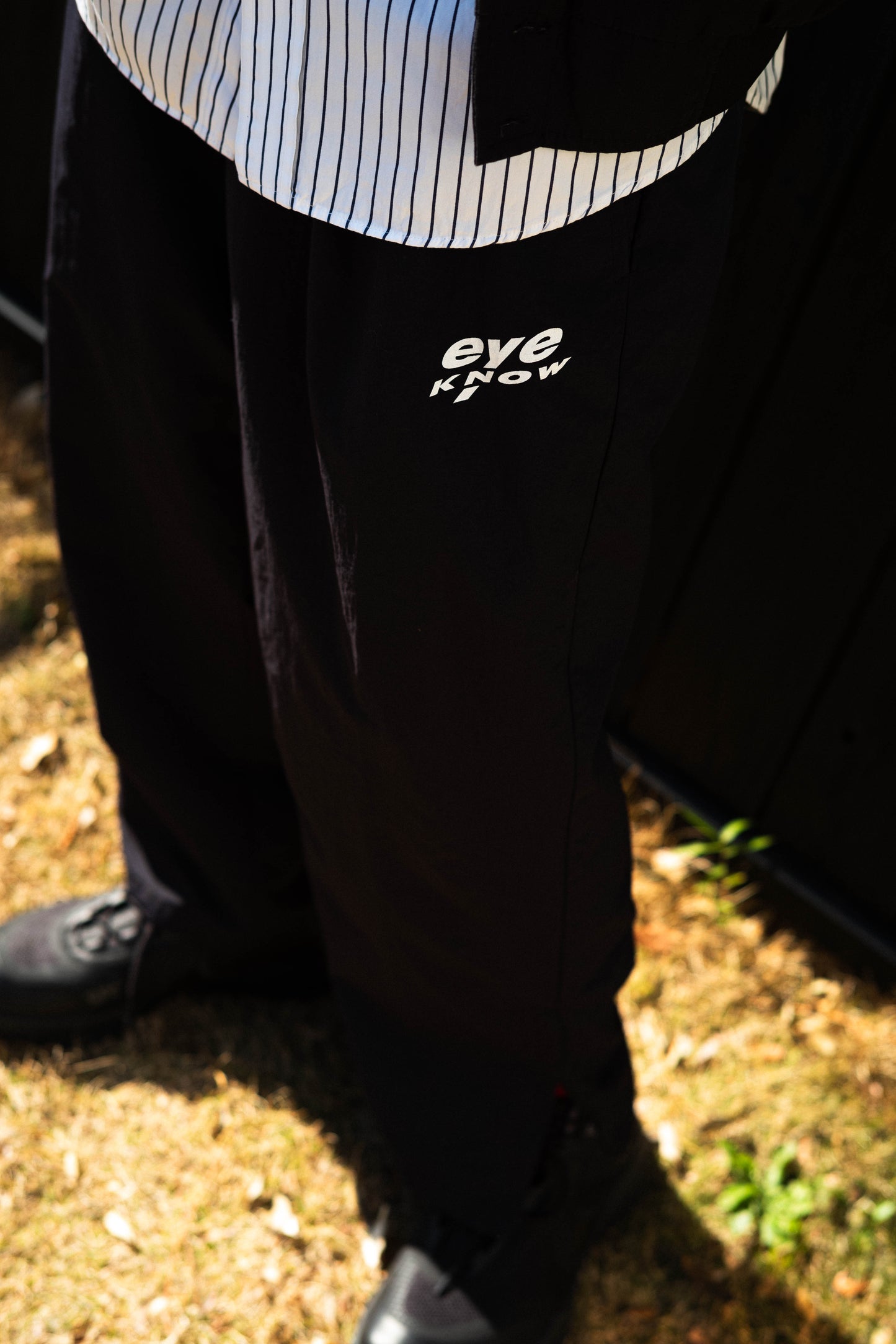 Wide nylon track pants