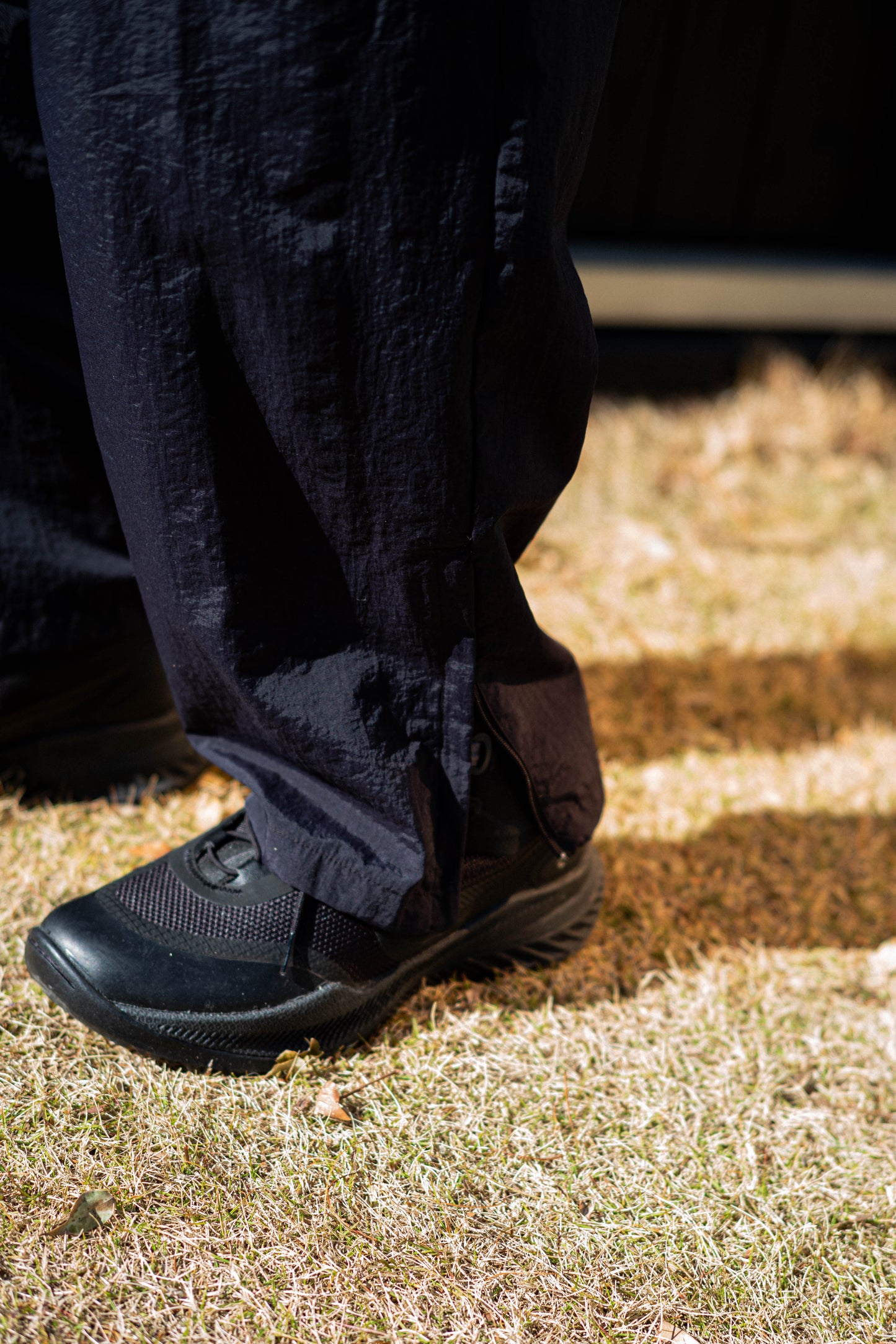 Wide nylon track pants
